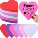 Tatuo 102 Pcs 8 Inch Valentines Foam Hearts for Crafts Large EVA Foam Heart Cutouts for Valentines Day Crafts Party Favors Decorations Activity Kit(Red, White, Pink, Dark Pink, Purple, Light Purple)