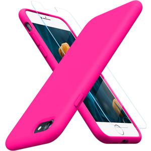 Miracase Ultra Slim Designed for iPhone SE Case 2022(3rd Gen)/iPhone SE 2020 Case(2nd Gen)/iPhone 7 Case/iPhone 8 Case with Screen Protector, Multi-Color Silicone Shockproof Phone Case(Hot Pink)
