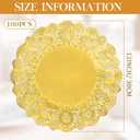 Gueevin 100 Pcs Gold Paper Placemats Disposable Lace Round Paper Placemats Decorative Disposable Placemat Doilies for Dining Wedding Table Decoration Festive Party Birthday Holiday (Gold,12 Inch)