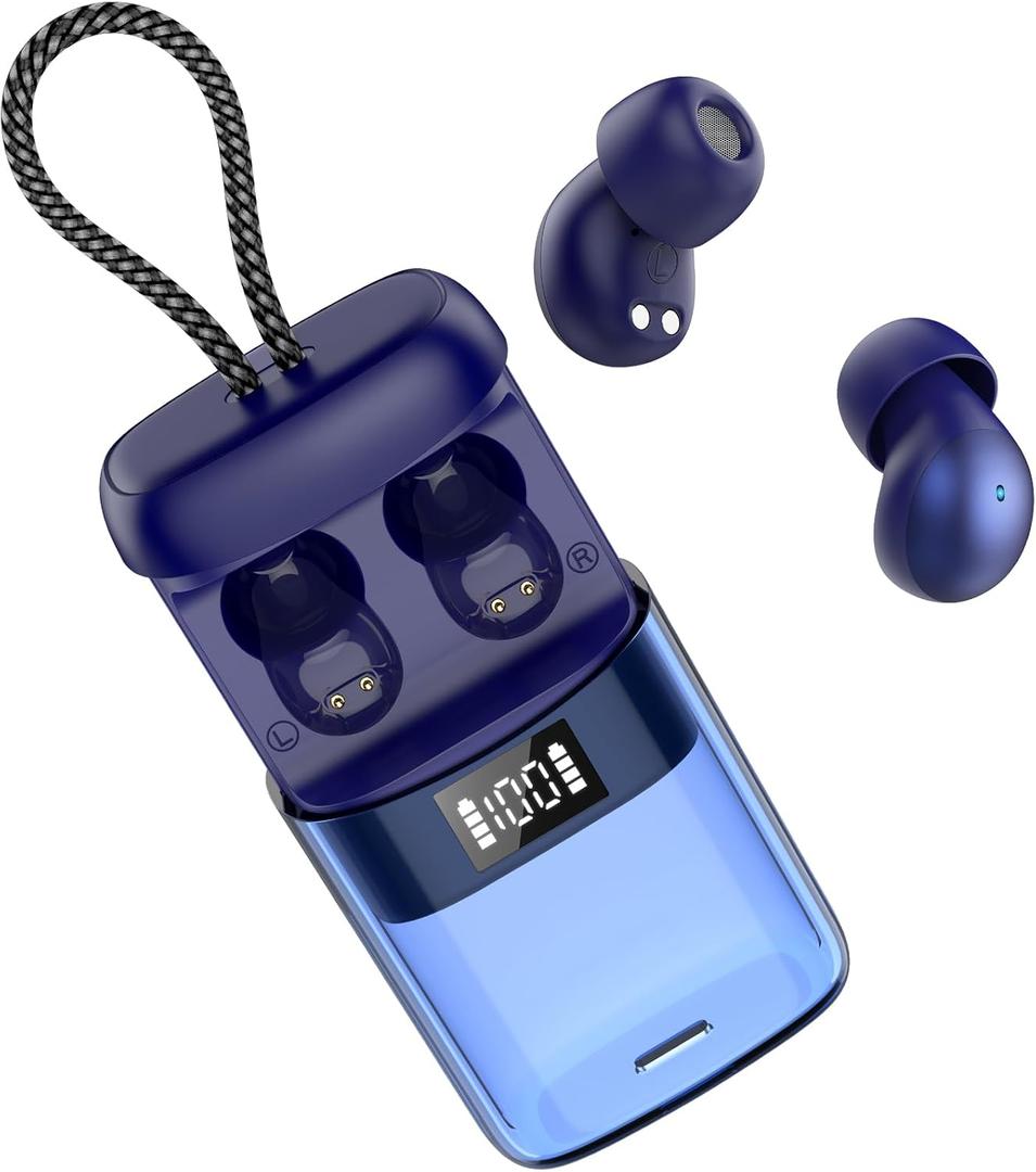 2026 Sleep Earbuds Bluetooth 6.0 in Ear, Small Earplugs for Side Sleepers, 48H Playtime Sleep Earphones with Sleep Mode, Personal Alarm, Mini Sleep Headphones with Sleep Monitor and APP, Blue