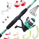Shakespeare Reverb Mossy Oak Spinning Reel and Fishing Rod Combo Kit, 5'6" 2-Piece Rod, Durable Tubular Glass Rod Blank Construction, EVA Handle