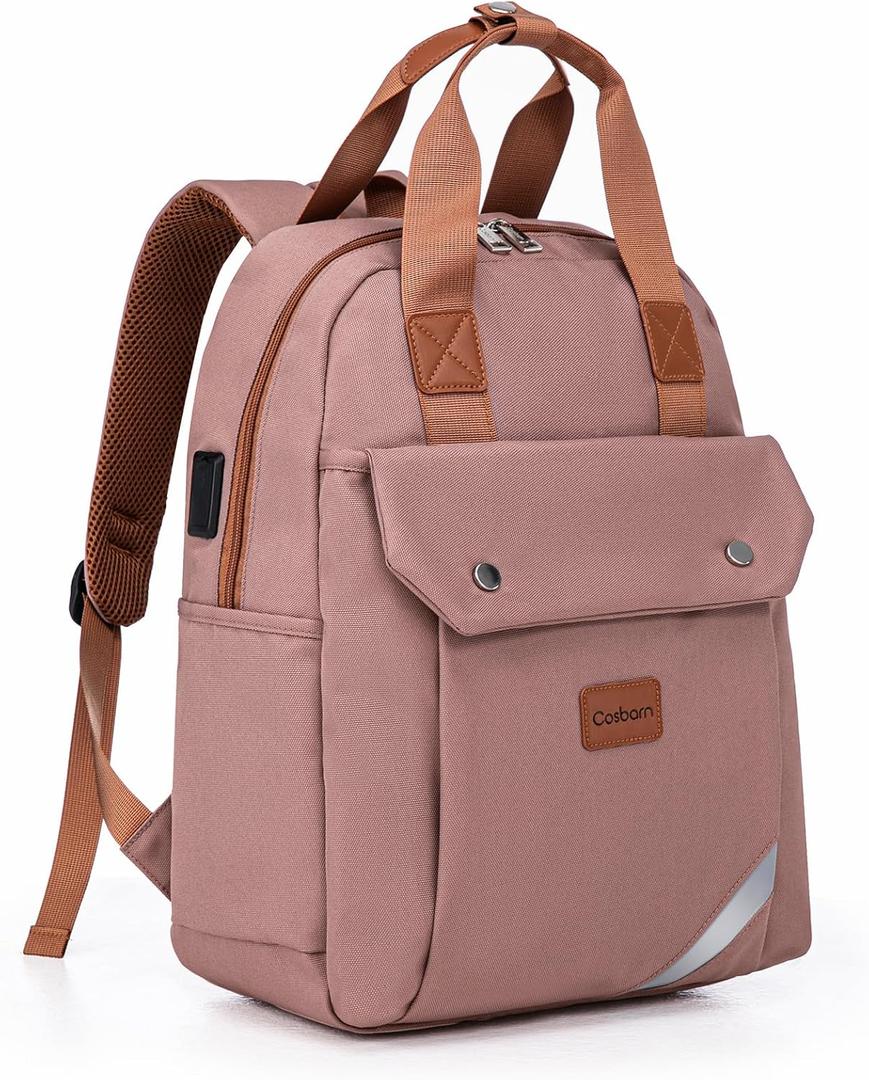 Travel Backpack with External USB Port, Durable Lightweight Backpack with One Laptop Compartment, Large backpack for Travel, College and Daily Use (Pink)