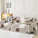 WEYOND Boho Couch Cover Sofa Covers Washable, Chenille Couch Covers for 3 Cushion Couch Sofa Pet Friendly, Bohemian Sofa Slipcovers for Sectional Sofa, Loveseat, 2 3 4 Seater (91" x 134", Coffee)