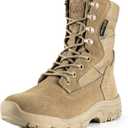 FREE SOLDIER Womens Tactical Boots 8 Inches Lightweight Combat Boot Durable Military Work Outdoors Boots Desert Boot for Women (7, Tan-thin)