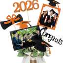 Qinyoung 2026 Graduation Decorations 30 Pcs Glittering Graduation Centerpiece for Tables Sticks Class of 2026 Grad Photo Centerpiece Party Decoration for Table Toppers(Orange)