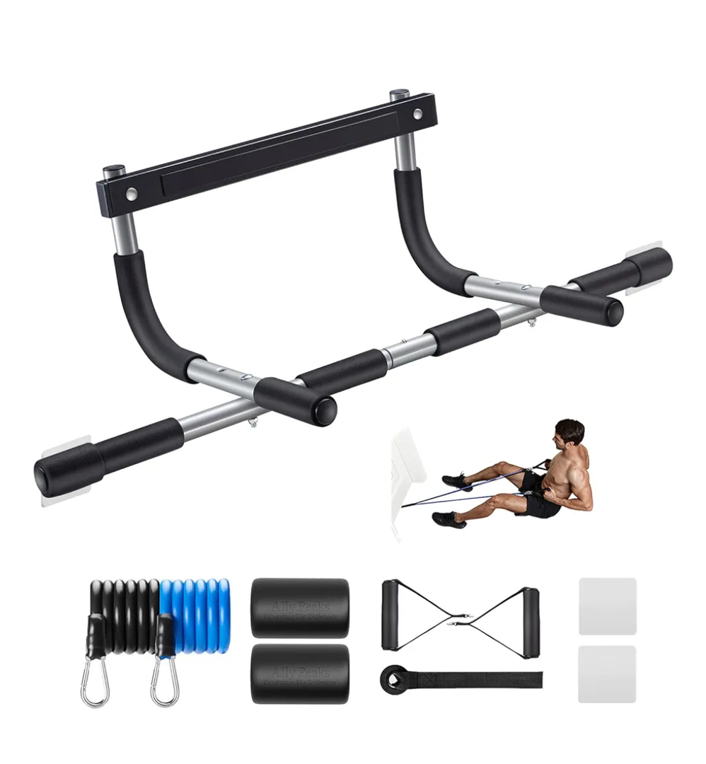 Ally Peaks Pull Up Bar for Doorway | Thickened Steel Max Limit 440 lbs Upper Body Fitness Workout Bar| Multi-Grip Strength for Doorway | Indoor Chin-Up Bar Fitness Trainer for Home Gym Portable