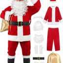 LETIME Santa Claus Costume for Men - 10-Piece Deluxe Santa Suit for Adults, Professional Christmas Santa Outfit (Large)