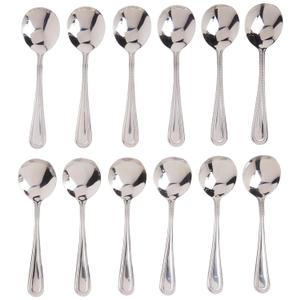 Winco 12-Piece Dots Bouillon Spoon Set, 18-0 Stainless Steel,Silver