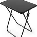 HUANUO Folding TV Tray Table -Stable Tray Table with No Assembly Required, TV Dinner Tray for Eating, Foldable Snack Tables for Bed & Sofa (Black)