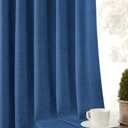 CUCRAF Linen 100% Blackout Curtains 90 Inch Length 2 Panels Set, Back Tab and Rod Pocket Curtain for Living Room Bedroom, Room Darkening Window Drapes Thermal Insulated, (52x90 inch, Navy Blue)