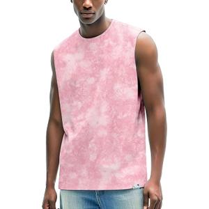 Men's Tank Tops for Workout Muscle Casual Sleeveless Shirts Crewneck Basic Loose Fit UV Protection Summer Beach Tops (Pink, XL)