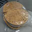Wicker Picnic Basket with Removable Liner, Empty Picnic Baskets with Lid, Vintage-Style Picnic Hamper with Folding Woven Handle for Picnic, Camping, Outdoor, Halloween, Thanks Giving, Birthday (Cream)