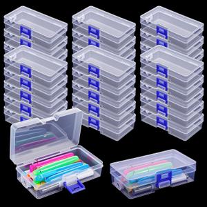 Dimeho 30 Pcs Plastic Crayon Boxes with Latching Lid Crayon Organizer Storage Containers Clear Art Craft Supply Holder Case for Craft Pencils Puzzles Beads Jewelry Making Sewing