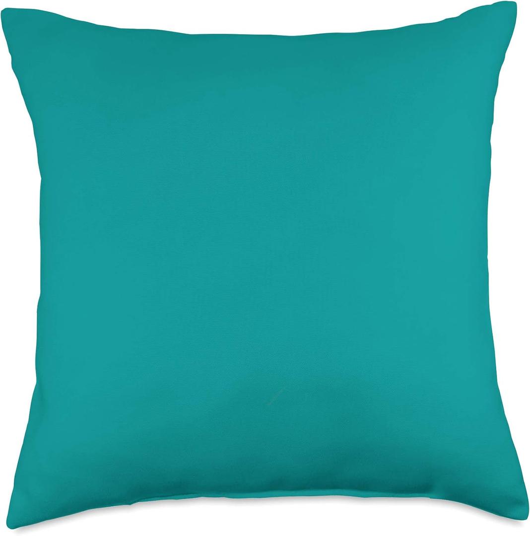 Basic Plain Teal One Solid Colored Throw Pillow, 18x18