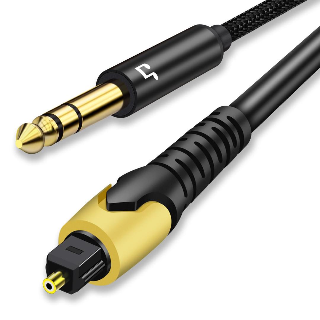 192KHz DAC Optical to 6.35mm TRS Stereo Converter,Optical Audio Cable to 1/4" AUX Cable Adapter,Digital to Analog Audio Converter for HDTV DVD Set-top Boxes(O-ptical to 1/4") Aux Cable - 3FT