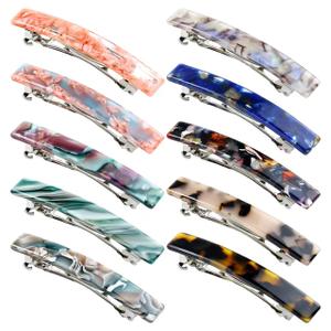 Cinaci 10 Pack 7.5cm/3" Vintage Tortoise Shell Acetate French Hair Barrettes Automatic Spring Clips Hair Pins Accessories for Women Girls Thin Thick Hair