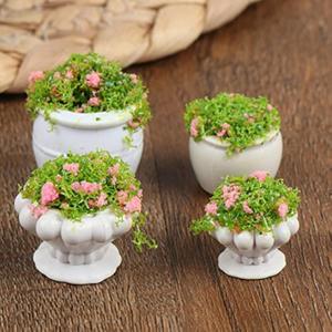 4 Pcs Dollhouse Plant Bonsai Doll House Mini Potted Plant Artificial Tiny Mini Flowerpot Miniature Hanging Potted Plant Miniature Dollhouse Kit for 1:12 Dollhouse Decor Mini Garden