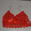 SOLY HUX Women's Bralettes Sheer Glitter Sparkly Straps Wireless Push Up Bras Lingerie Pure Red Large