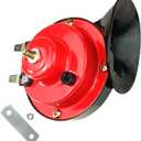 300DB Loud Train Horns Kit, Vehicle Air Electric Snail Horn 12V Waterproof Air Horns Replacement Kit for Car Motorcycle Truck and Boat (Black,Red)