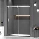 56-60" W x 72" H Shower Door,Frameless Sliding Shower Door with 1 Handle,Shower Glass Door with 5/16" (8mm) Clear SGCC Tempered Glass, Stainless Steel Hardware (Bright)