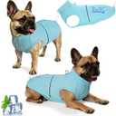 Dog Cooling Vest Shirt with 8pcs Ice Pack Summer Sun Protection Cooling Vest for Dogs Soft Breathable Ice Pet Clothing with D-Ring & Zipper, Sky Blue, Large (20-40lbs)