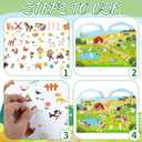 Sabary 12 Set Farm Animal Sticker Scene Include 12 Backgrounds 12 Sheets Self Adhesive Stickers for Kids Sunday School Crafts Decorations