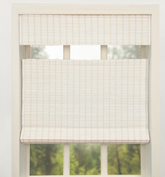 Cordless Natural Woven Wood Shades, Custom Bamboo Roman Shades for Windows, Light Filtering Lined Room Darkening Window Blinds for Doors, Windows (90"W x 118"H)