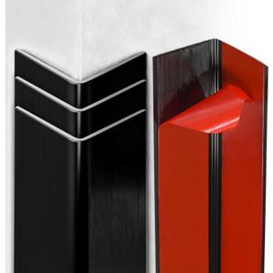 Raytano 4Pcs 45"L 1"W Self Adhesive Metal Black Corner Protectors, Modern Aluminum Wall Corner Guards for Wall Door Furniture Cabinet Baseboard Frame Protection and Decoration (Size:45" x 1",Black)
