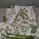Zusbest Queen Sheet Set 100% Percale Cotton Green Floral Bed Sheet Set Yellow Flower & Green Leaves Botanical Pattern Printed on White Garden Luxury Crisp Soft Deep Pocket Fitted Sheet 17.5'' 4Pcs