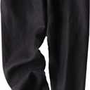 Tanming Linen Pants for Women Summer Casual High Waisted Drawstring White Beach Pant (Large, Black03)