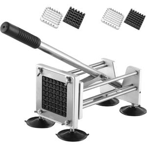 French Fry CutterProfessional Stainless Steel Potato Cutter Press Fries with 1/2-Inch and 3/8-Inch Blade Great for Potatoes