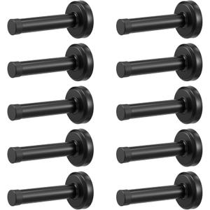 10 Pack Door Stoppers 304 Stainless Steel 3.7 Inch Matte Black Door Stop with Rubber Tips Bumper Sound Dampening Wall Mounted Doors Holder Protection for Home Office