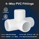 letsFix 1" PVC Fittings 4 Way (10-Pack) Furniture Grade, Elbow Connector, Heavy Duty for DIY Furniture, Frames, UV Resistant - Compatible with 1" Schedule 40 PVC Pipes