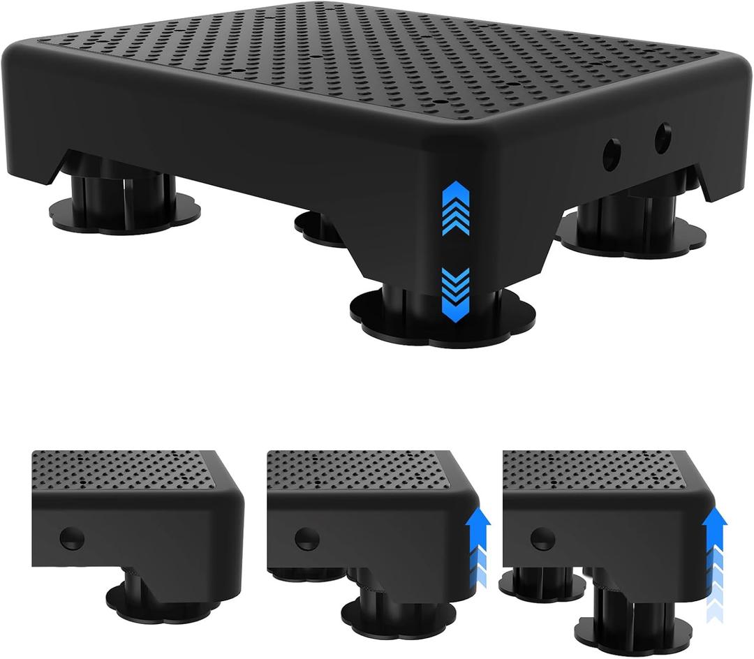 Adjustable Step Stool for Adults, Bed Step Stools, 600 LBS Capacity Safety Wide Step Platform, Indoor and Outdoor Steps for Seniors, Non-Slip Stepping Stool Elderly Assistance, Black