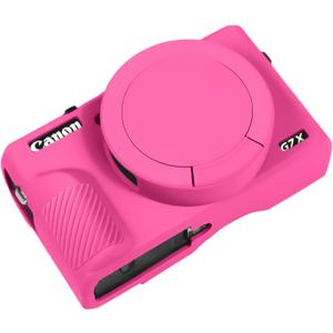 Easy Hood Case for Canon Powershot G7 X Mark III Digital Camera, Soft Silicone Protective Cover with Removable Lens Cover for Canon Powershot G7X Mark III DSLR Camera (Rose)