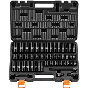 VEVOR 3/8" Drive Impact Socket Set, 48-Piece, Deep & Shallow Kit
