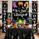 3Pcs Halloween Party Decorations Witch Party Decorations Halloween Front Porch Banner Backdrop Witches Hocus Pocus Decorations Photo Studio Props Decor Supplies
