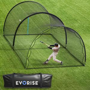 Baseball Batting Cage 22x12x9ft, 4ply Net, 14mm Poles & Bag - Pitching Machine Zip Opening, Detachable Sports Barrier Net - Ball Cage Backstop Net for Backyard, Softball Training Equipment