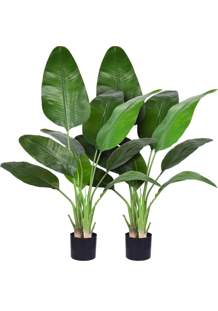 Artificial Bird of Paradise - Fake Plants Indoor Faux Tropical Palm Potted Dypsis Lutescens for Home Office Decor Housewarming (5FT-2Packs)