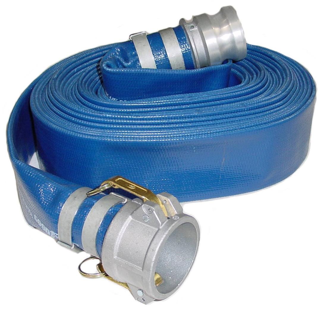 PVC Discharge Hose Assembly, Blue, 2 in. Male X Female Cam and Groove, 65 psi Max Pressure, 50 ft. Length, 2 in. ID