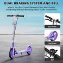 Scooters for Kids 8-12, Teens & Adults - Lightweight, Foldable, 8-Inch Big Wheels, Hand Brake & Bell, 4 Adjustable Height Levels, 240 lbs Max Load, Perfect for School, Campus and Park Rides