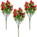 DOITOOL 3Pcs Simulated Strawberry Plant Decor 10.5 inch Long Stem Strawberry Branches, Artificial Strawberry Plants