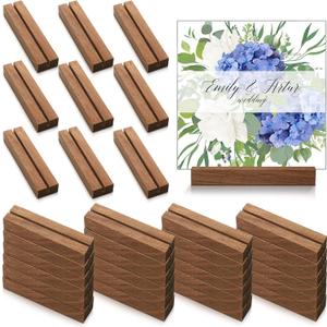 Roowest 24 Pcs 4.5 Inch Wooden Table Number Holders for 1/8 Inch Acrylic Sign Rustic Wood Stands Menu Place Card Holders for Wedding Events Birthday Party Retail Shop Home Meeting Decoration