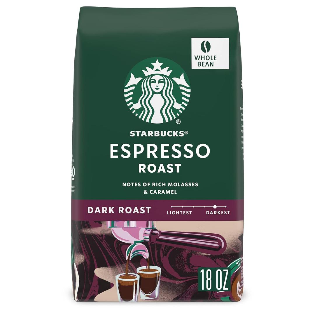 Starbucks Whole Bean Coffee, Dark Roast Coffee, Espresso Roast, 100% Arabica, 1 bag (18 oz) 