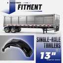 ECOTRIC 2 Pcs Trailer Fenders W/Steps Compatible with 13" Diameter Wheels Tires Single-Axle Trailers Plastic Fenders Black