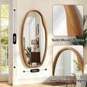 JJUUYOU Wooden Frame Wall Mirror Irregular Mirrors for wall 40"X20" Asymmetrical Decorative Vintage Hanging Mirror for Bathroom Bedroom Living Room Cloakroom Entryway Brown