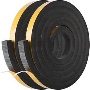 Kikerike Self Adhesive Foam Tape Weatherstrip 1in x 1in x 13Ft High Density Foam Insulation Strips Seal Weather Stripping with Strong Adhesive for Door and Window Sound Isolation Soundproofing
