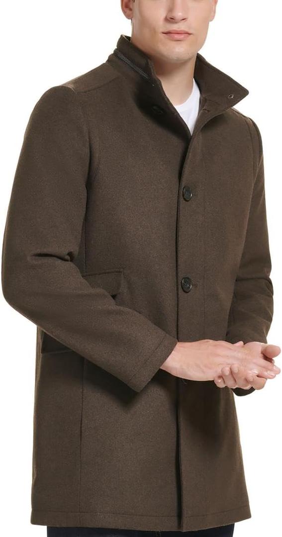 Kenneth Cole Men's Double Breasted Bib Peacoat (X-Large, Med Brown)