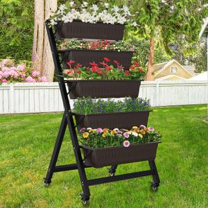 G TALECO GEAR 5-Tier Vertical Garden Planter, 4.4Ft Vertical Raised Garden Bed Planter Box with 5 Container Boxes, Grow Your Herb Vegetables Flowers Indoor and Outdoor (5-Tier), Regular