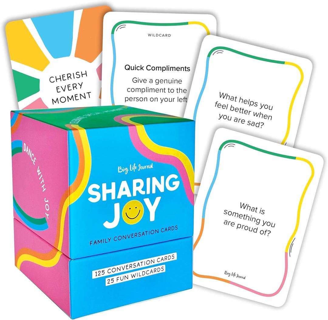Big Life Journal  Sharing Joy Conversation Cards  150 Prompts to Spark Joy, Gratitude & Meaningful Conversations  Gift for Families, Kids & Parents for Holidays, Road Trips & Family Dinners